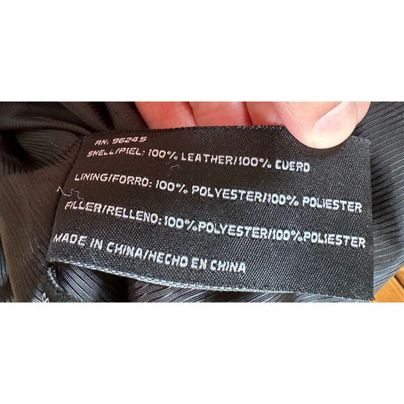 EMC Men’s Leather Jacket Size Medium Black Full Zip - Picture 6 of 9